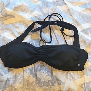 Aqua La Vie En Rose black keyring halter swim bra top